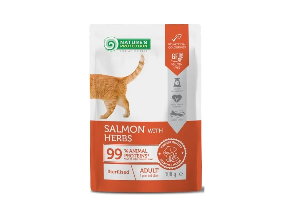 Nature‘s Protection Cat kapsička Sterilised Salmon and Herbs 100 g Nejprodávanější