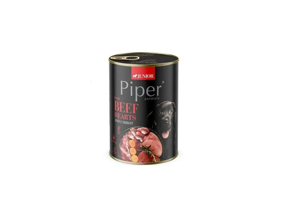 PIPER JUNIOR s hovězím srdcem a mrkví, konzerva pro štěňata 400g Super Cena