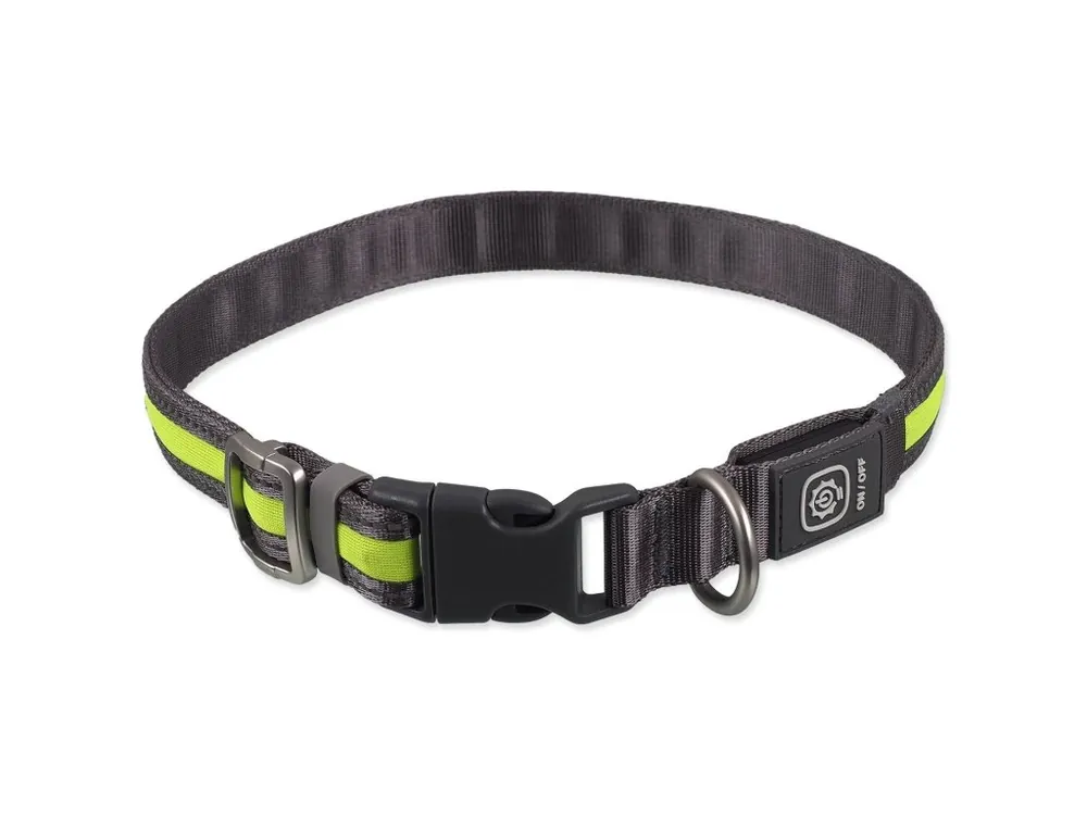 Novinka Obojek Dog Fantasy USB LED nylonový svítící S-M zelený 1,9x35-50 cm