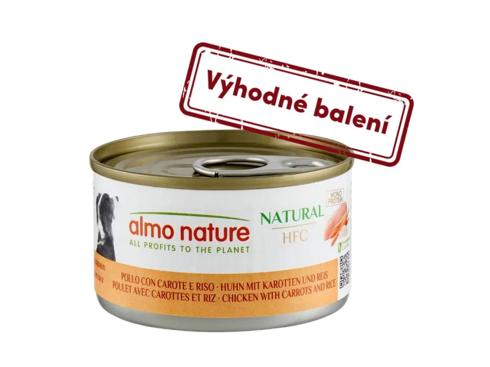 Nejlepší Volba Almo Nature HFC DOG - Kuřecí s mrkví a rýží 95g výhodné balení 24ks