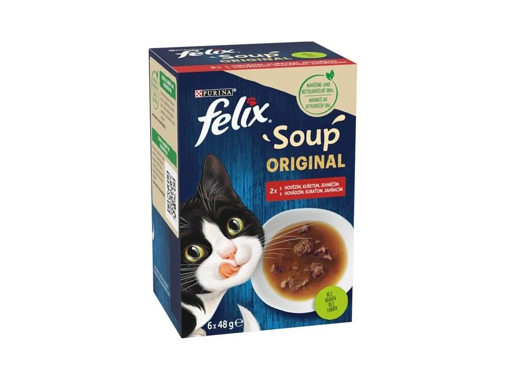 Objednat Nyní Felix Cat Soup - Polévky kuře, jehně, hovězí (Multipack 6 x 48 g)