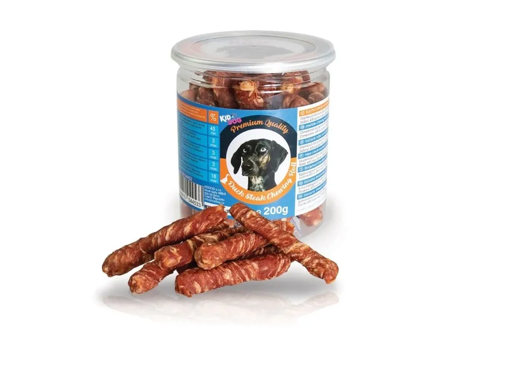 Odeslání Ihned KIDDOG kachní steak na buvolí tyčince - PREMIUM QUALITY 200 g dóza