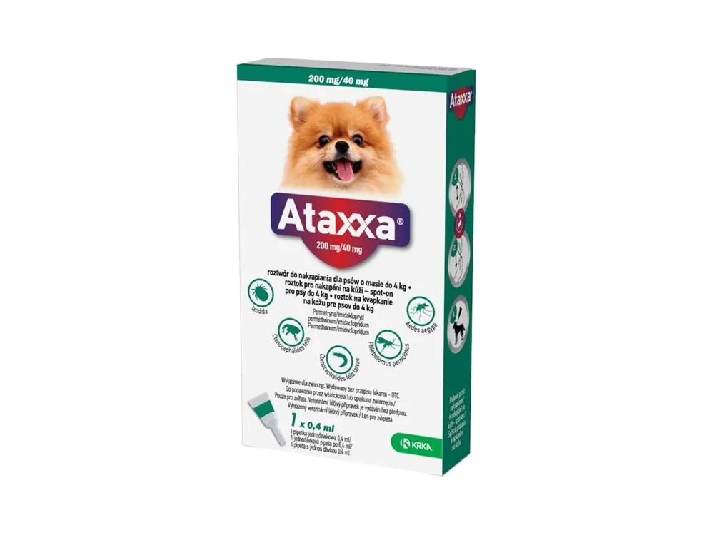 Ataxxa pro psy S 1x200mg/40mg tmavě zelená sol 1 x 0.4 ml (do 4kg) Nejlepší Volba