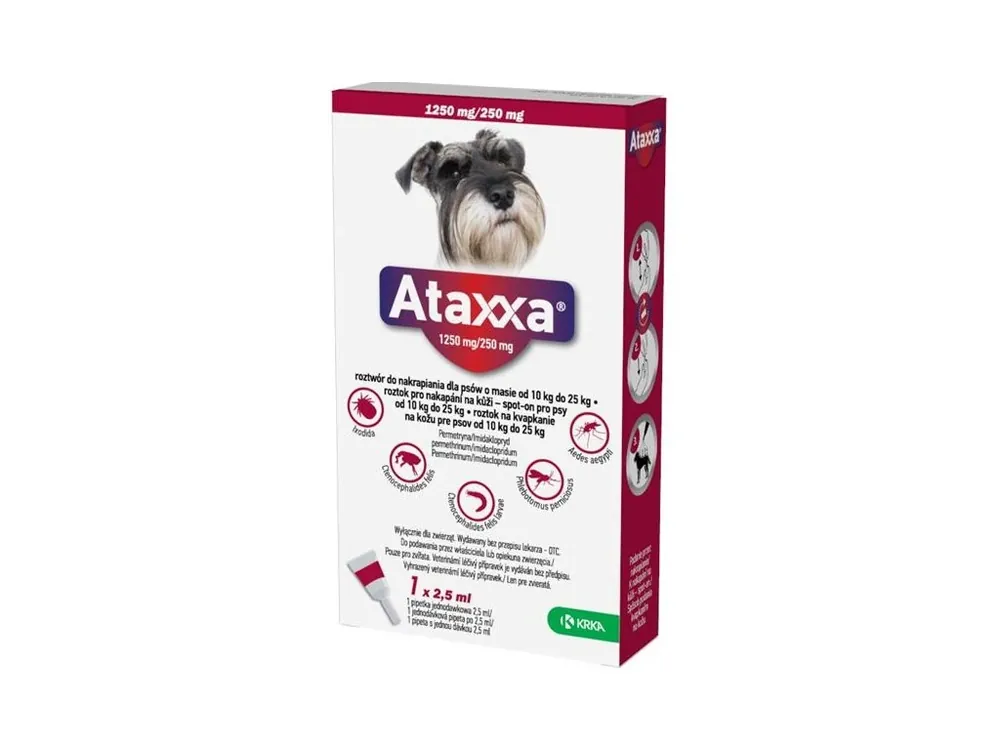 Ověřený Ataxxa pro psy L 1x1250mg/250mg červená sol 1 x 2.5 ml (10-25kg)