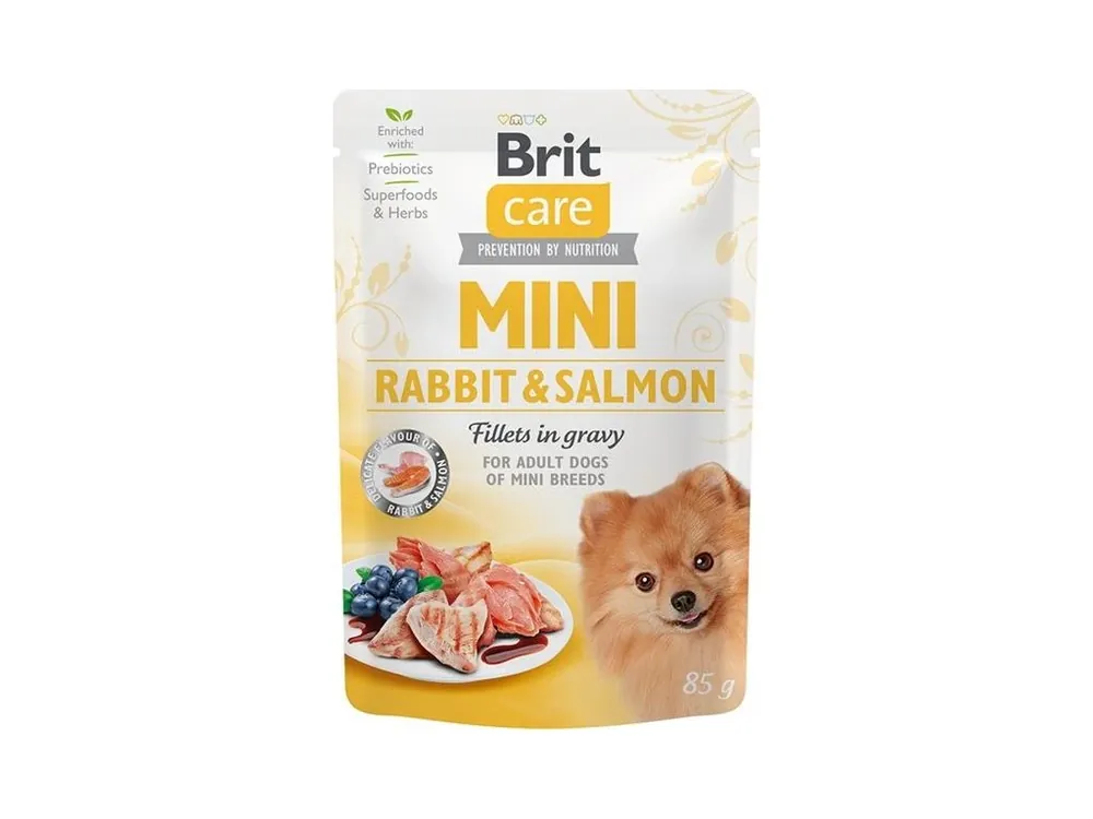Brit Care Mini Dog kapsička Rabbit&Salmon fillets in gravy 85 g Sleva