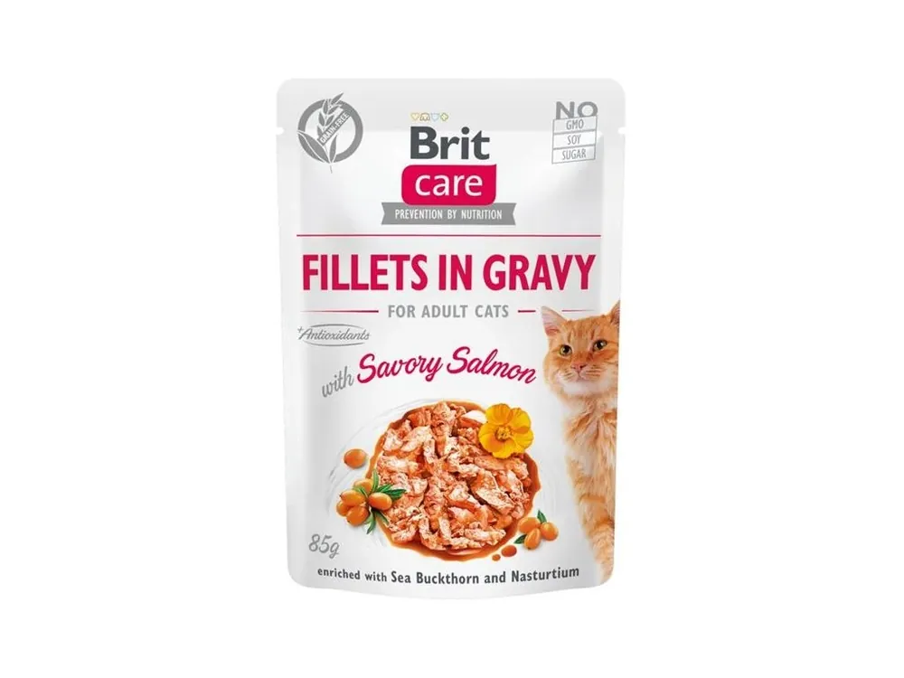 Kup Teď Brit Care Cat kapsička Fillets in Gravy with Savory Salmon 85 g