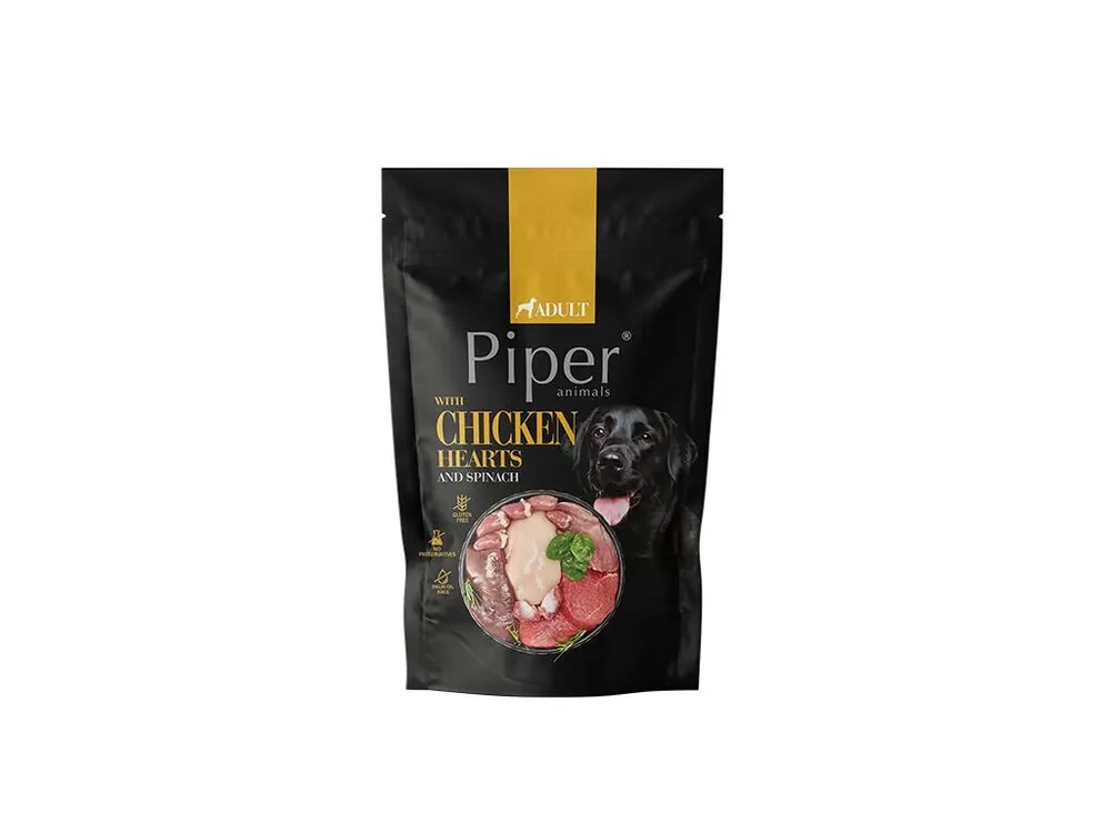 NEW PIPER s kuřecími srdíčky a špenátem, kapsička pro psy 500 g Sezónní Sleva