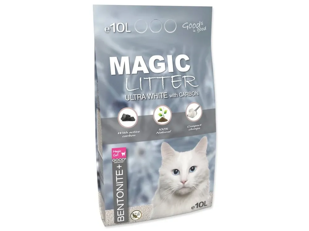 Kočkolit Magic Litter Bentonite Ultra White with Carbon 10L/9kg Sezónní Sleva
