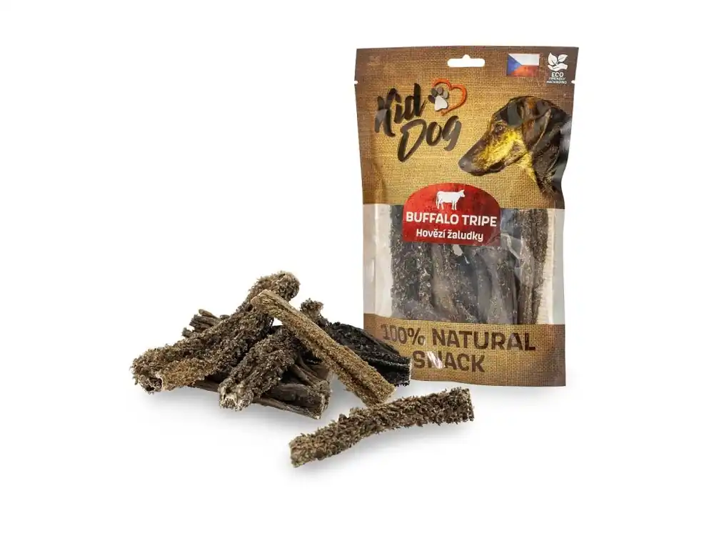 Vrácení Zdarma KIDDOG 100% Natural Snack, hovězí žaludek (dršťky) 12 cm/ 100 g