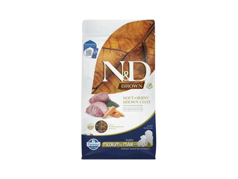 Expresní Doručení N&D BROWN Dog GF Lamb, Spirulina & Carrot Puppy Medium & Maxi 2 kg