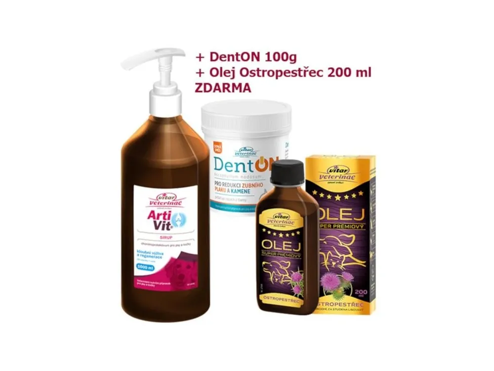 Poslední Šance Artivit sirup 1000 ml + DentOn 100 g + ostropestřecový olej zdarma