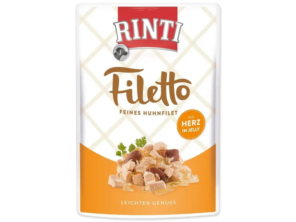 Kapsička Rinti Filetto Adult kuřecí a kuřecí srdce v želé 100g Značkový