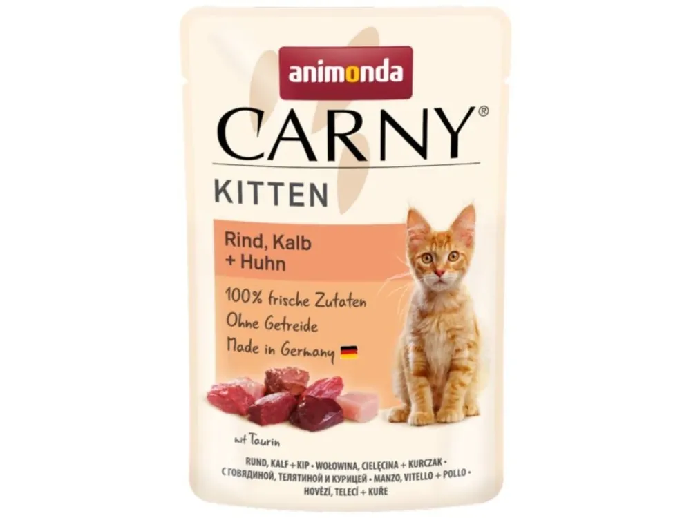 Carny Kitten 85 g hovězí, telecí+kuřecí, kapsička pro koťata Autentický
