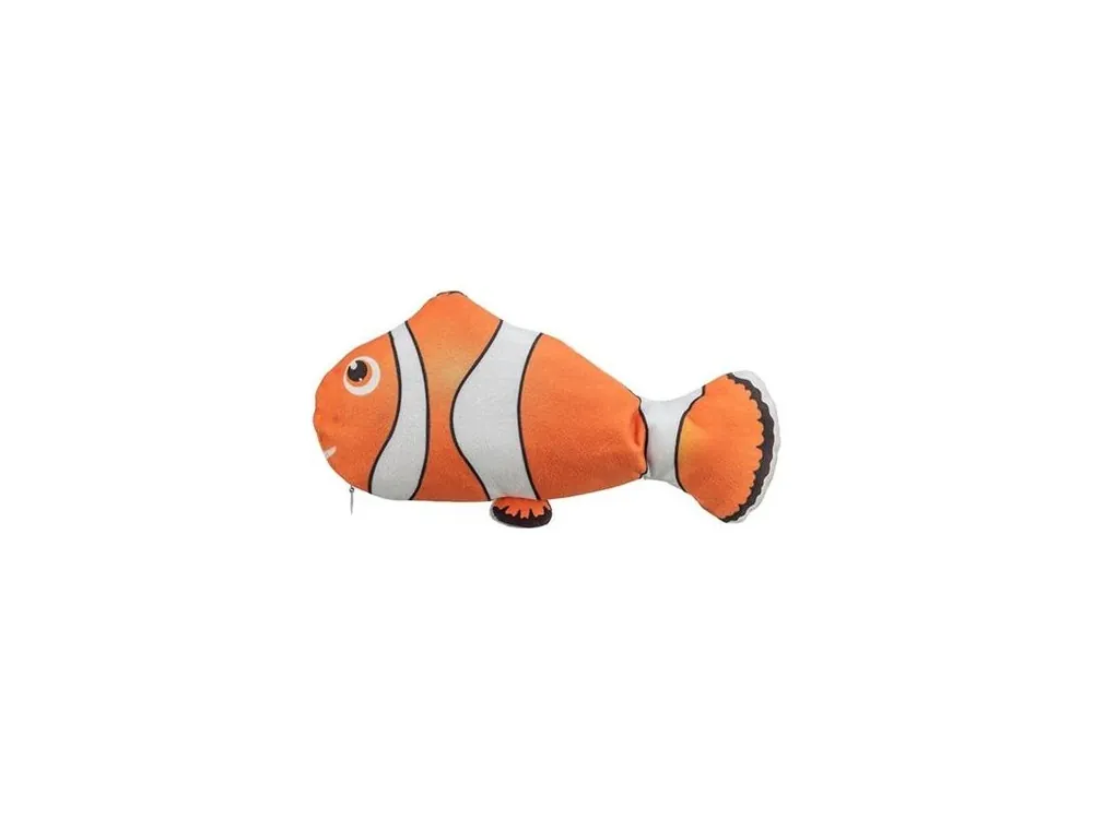 Vysoce Kvalitní Ryba "NEMO" jako živá, mrskající se, s catnipem, látka, 26 cm