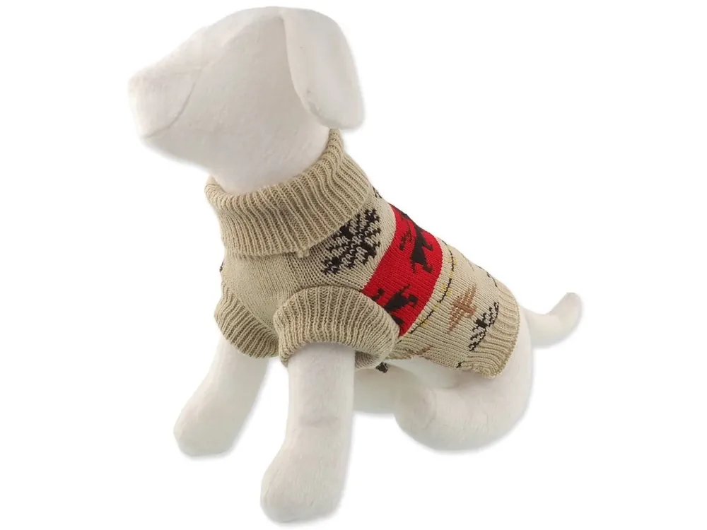 Finální Výprodej Svetr Dog Fantasy Winter Tale Vánoční pletený se soby, L (55 cm)