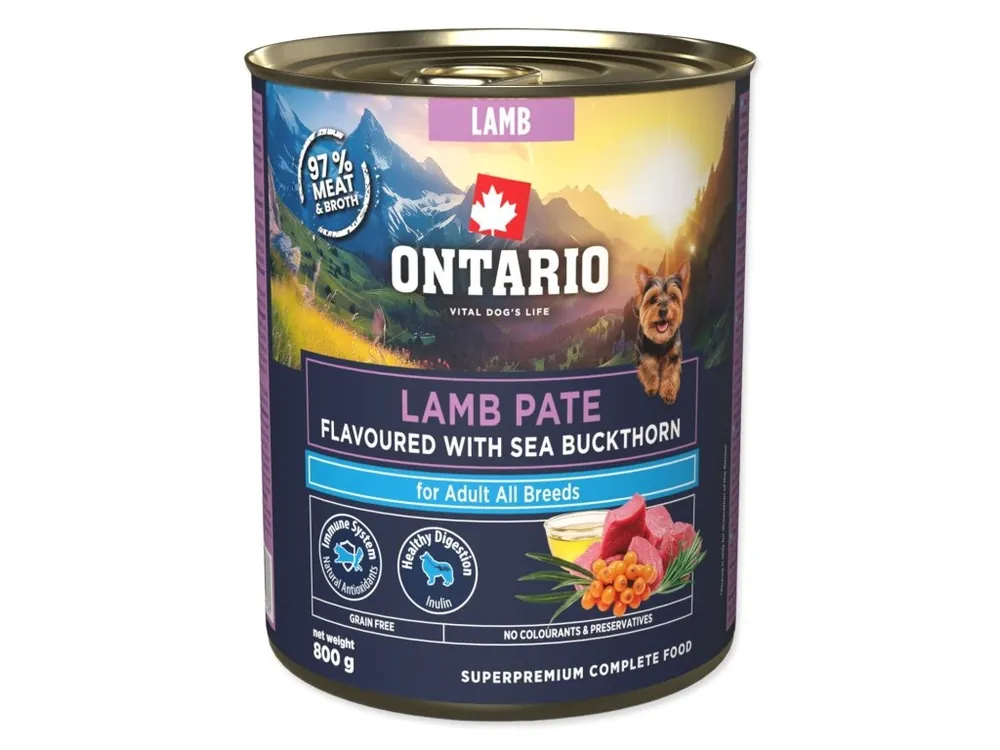 Konzerva Ontario Adult jehněčí pate s příchutí rakytníku 800 g Ihned K Objednání