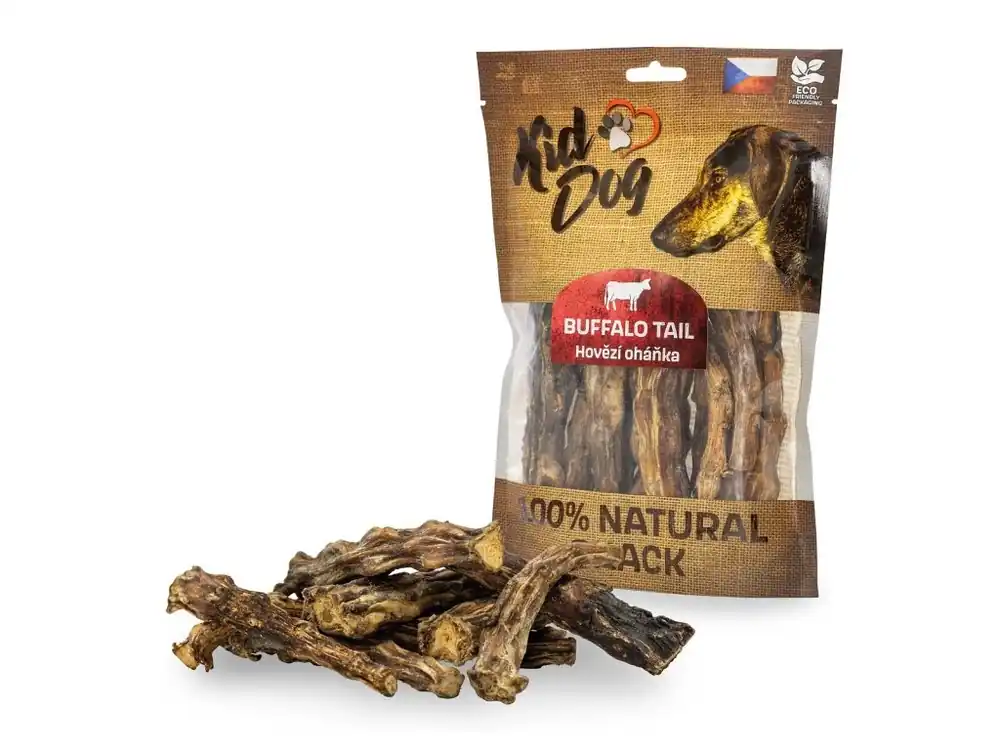 Autentický KIDDOG 100% Natural Snack, hovězí oháňka bez kůže 12 cm / 200 g