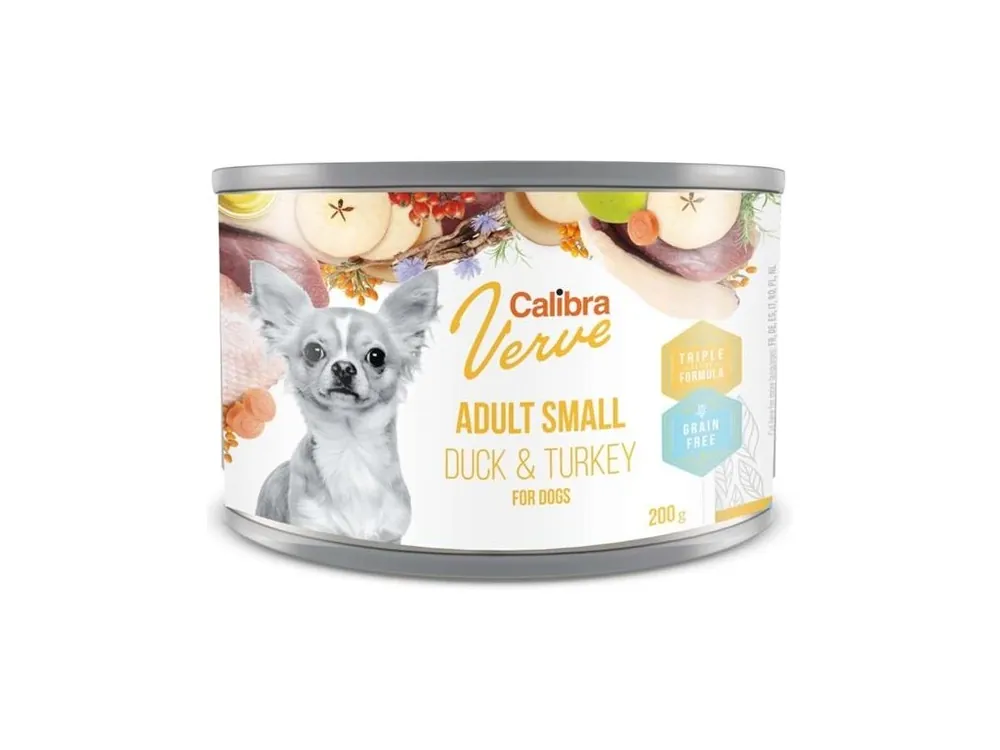 Calibra Dog Verve konzerva GF Adult Small Duck & Turkey 200 g Nejlepší Cena