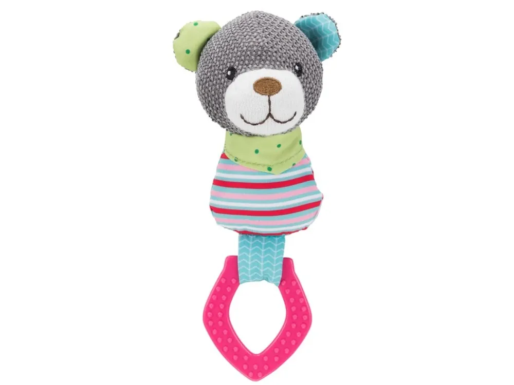 JUNIOR plyšový medvídek s plastovým kroužkem, zvukový, 23 cm Koupit Online