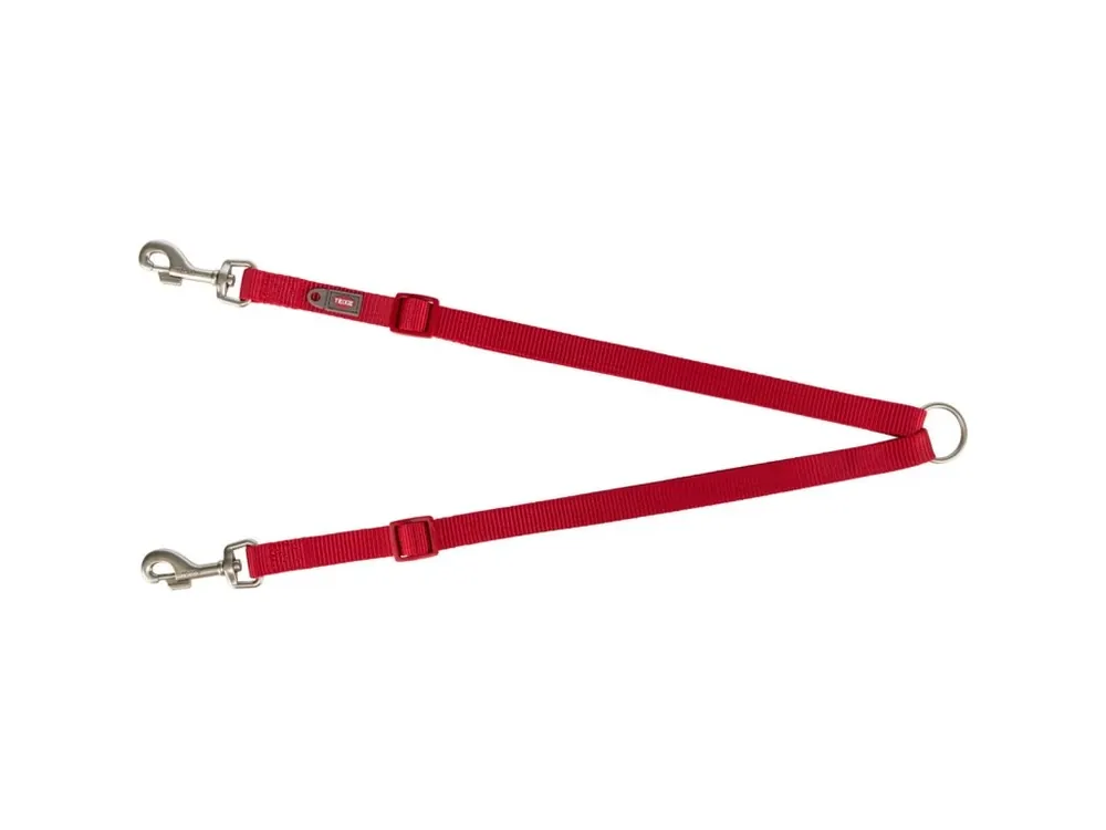 Dokud Zásoby Vydrží Nylonová rozdvojka - pásky s karabinami 40-70 cm/15 mm, - červená