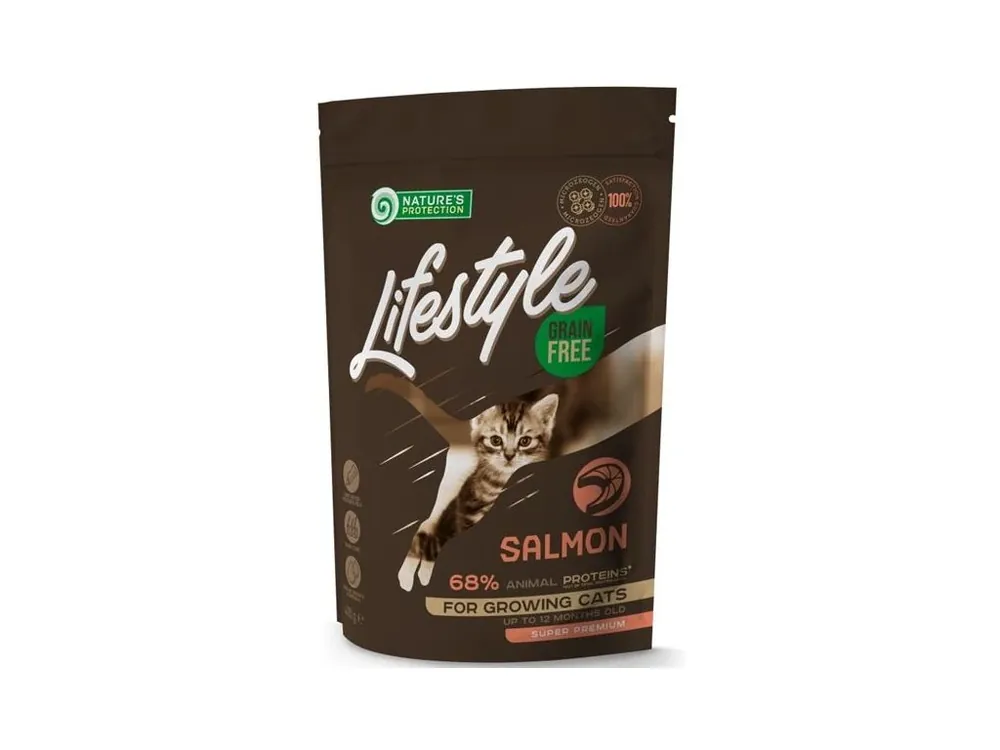 Nature‘s Protection Cat Dry LifeStyle GF Kitten Salmon 400 g Nová Kolekce
