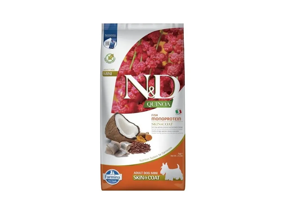 Akční Cena N&D QUINOA Dog GF Skin & Coat, Herring & Coconut Adult Mini 7 kg
