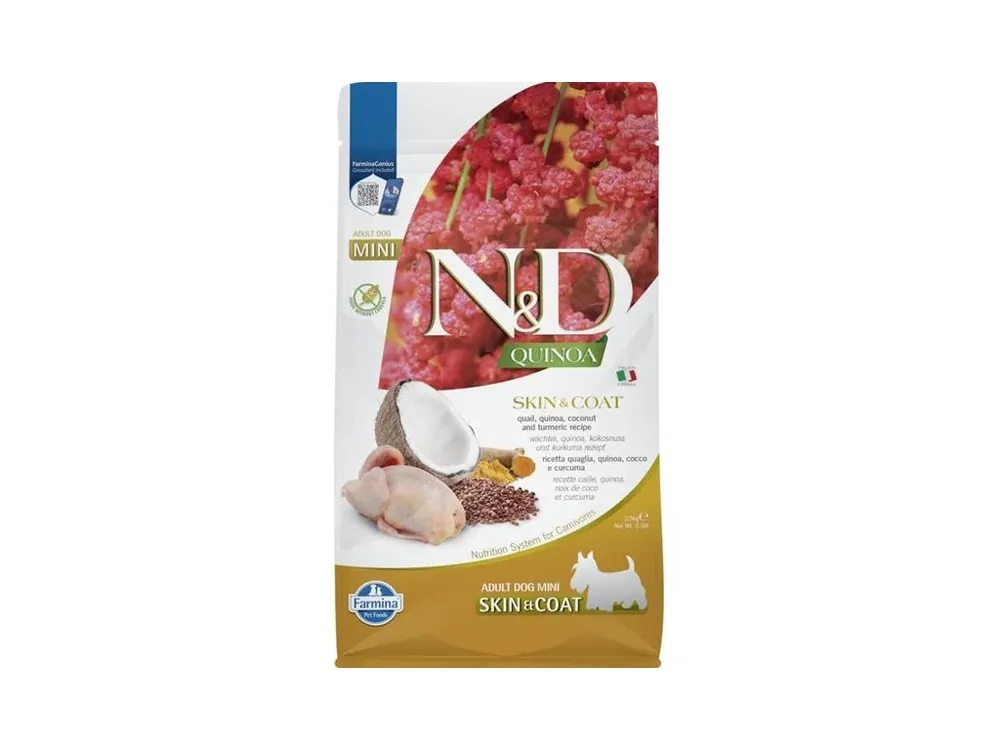 Akční Nabídka N&D QUINOA Dog GF Skin & Coat, Quail & Coconut Adult Mini 2,5 kg