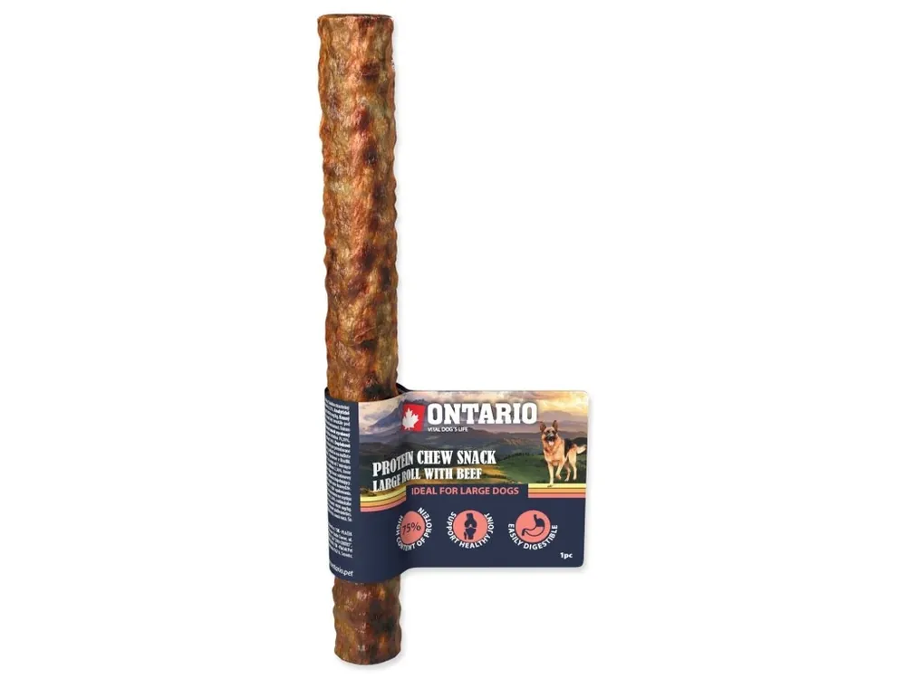 Víkendová Akce Pochoutka Ontario Protein hovězí, žvýkací rolka velká 25,4 cm