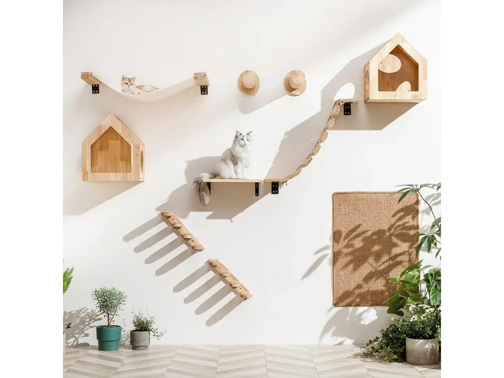 Odeslání Ihned Nástěnný dřevěný nábytek pro kočky DIY kusová sestava (SKLAD)