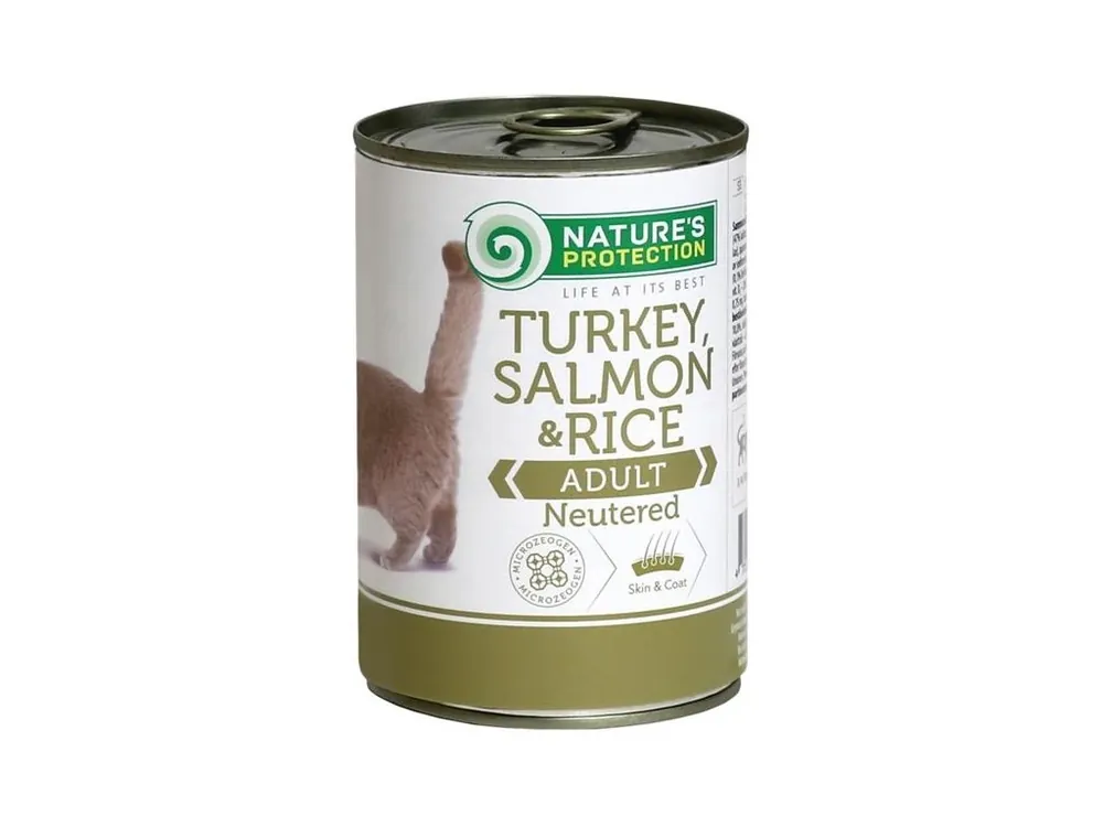 Nature‘s Protection Cat konzerva Neutered krůta/losos 400 g Víkendová Akce