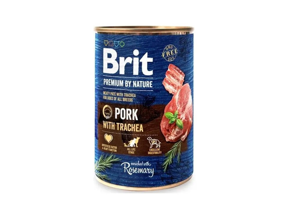 Kup Teď Brit Premium by Nature Dog konzerva - Pork with Trachea 400 g
