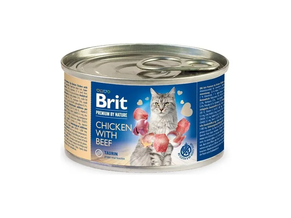 Cenová Bomba Brit Premium by Nature Cat konzerva Chicken with Beef 200 g