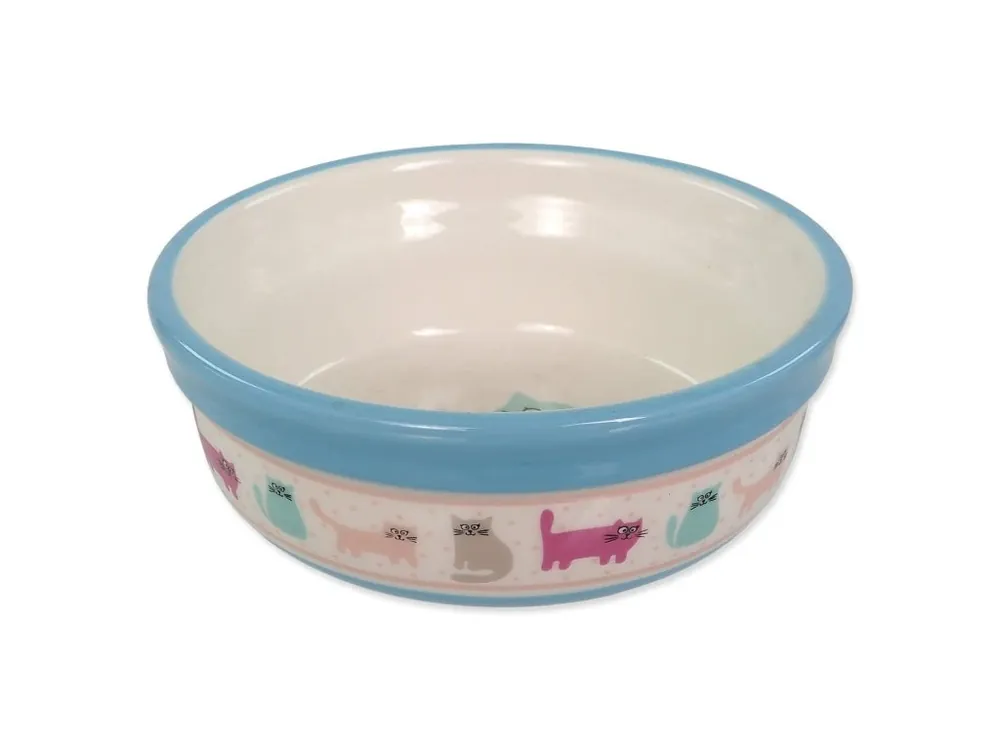 Víkendová Akce Miska Magic Cat keramická barevné kočky bílá 12,5x5cm 300ml