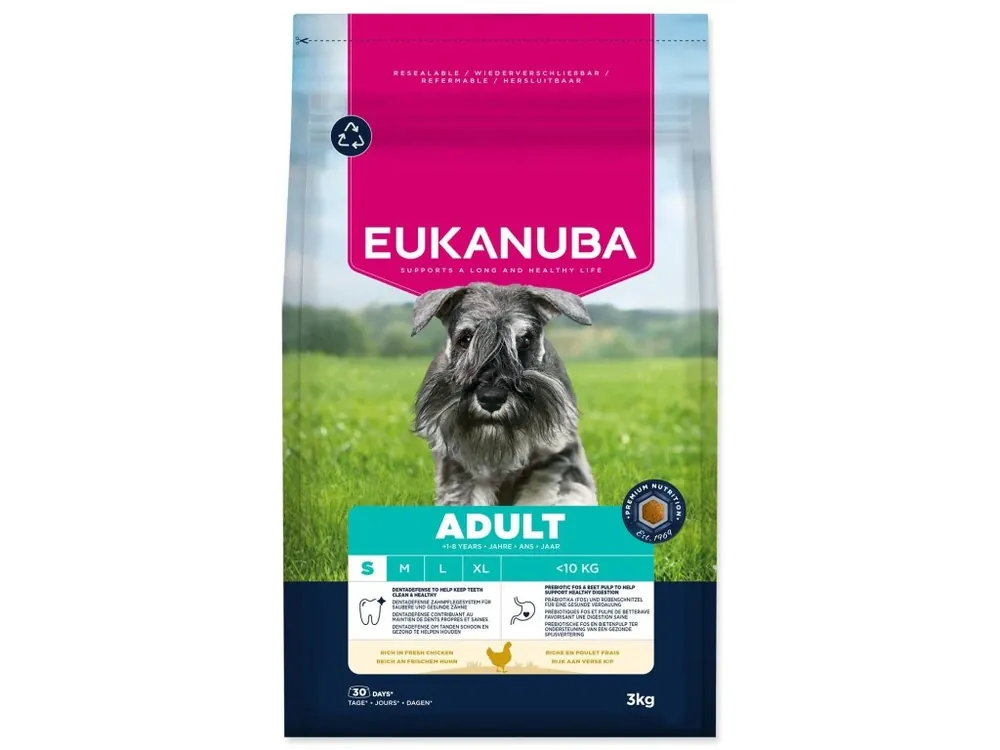 Objednat Nyní Krmivo EUKANUBA Adult Small breed rich in fresh chicken 3 kg
