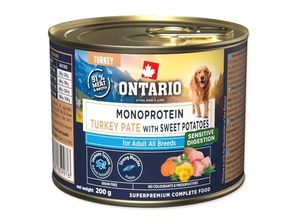Konzerva Ontario Adult monoprotein krůtí pate s batáty 200g Nová Kolekce