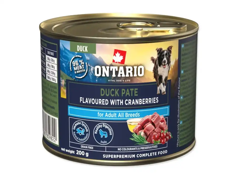 Konzerva Ontario Adult kachní pate s příchutí brusinek 200 g Vysoce Kvalitní