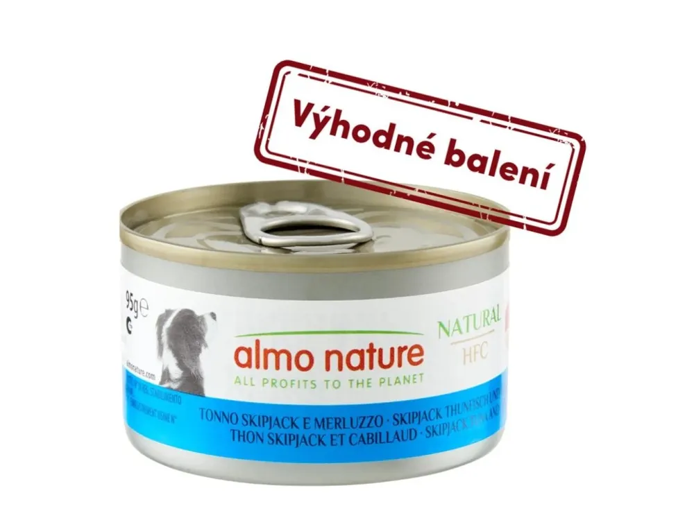 Almo Nature HFC DOG - Tuňák a treska 95g výhodné balení 24ks Poslední Šance