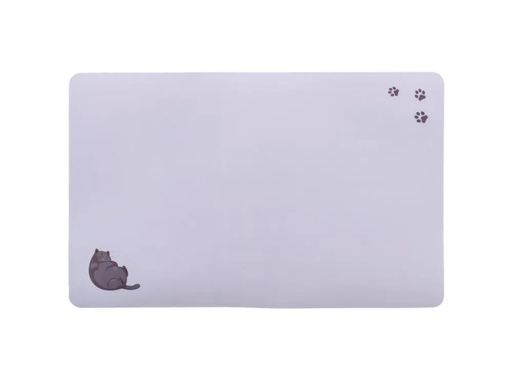 Prostírání pro kočky, Fat Cat s tlapkami, 44 x 28 cm, šedá Sezónní Sleva