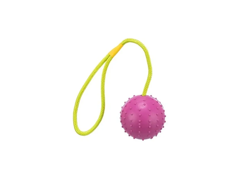 Originální Vrhací míč hrbolatý na šňůře - TRIXIE (ø 7 cm/ 30 cm, růžová)