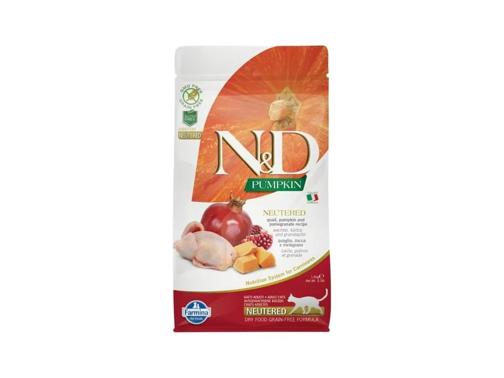 Bezpečná Platba N&D PUMPKIN Cat GF Quail & Pomegranate Neutered Adult 1,5 kg