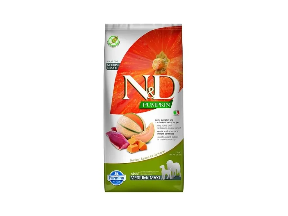Akce N&D PUMPKIN Dog GF Duck & Cantaloupe Adult Medium & Maxi 12 kg