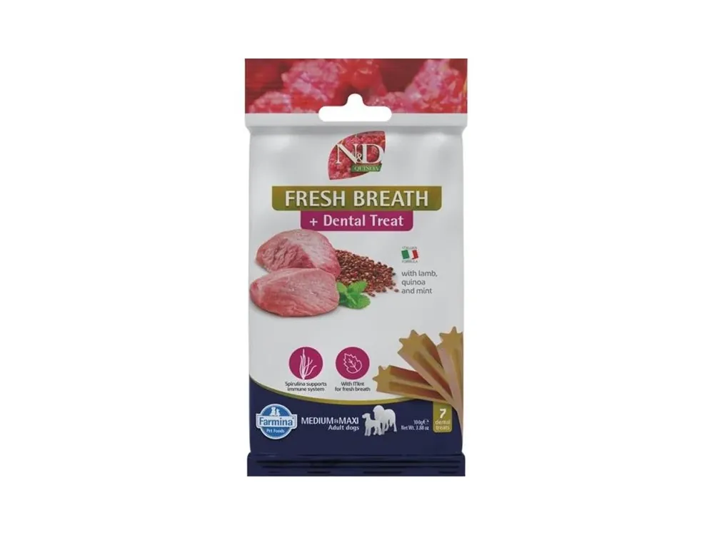 N&D QUINOA Dog Dental Snack Fresh Breath Medium & Maxi 100 g Ověřený