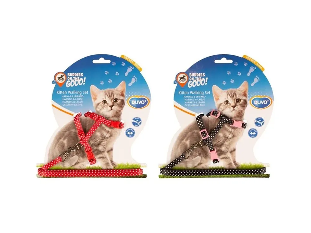 Postroj a vodítko kitten DUVO+ s puntíky 15-25cm/8mm-125cm Akční Cena