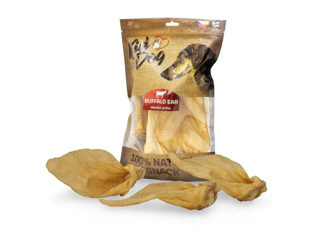 Nejlepší Cena KIDDOG 100% Natural Snack, hovězí ucho přírodní 5 ks / 250 g