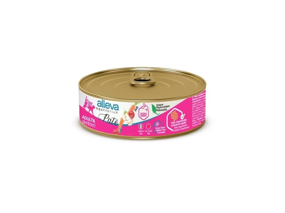 Jen Po Omezenou Doba ALLEVA EQUILIBRIUM Cat konzerva Pate Sterilized Rabbit 85 g