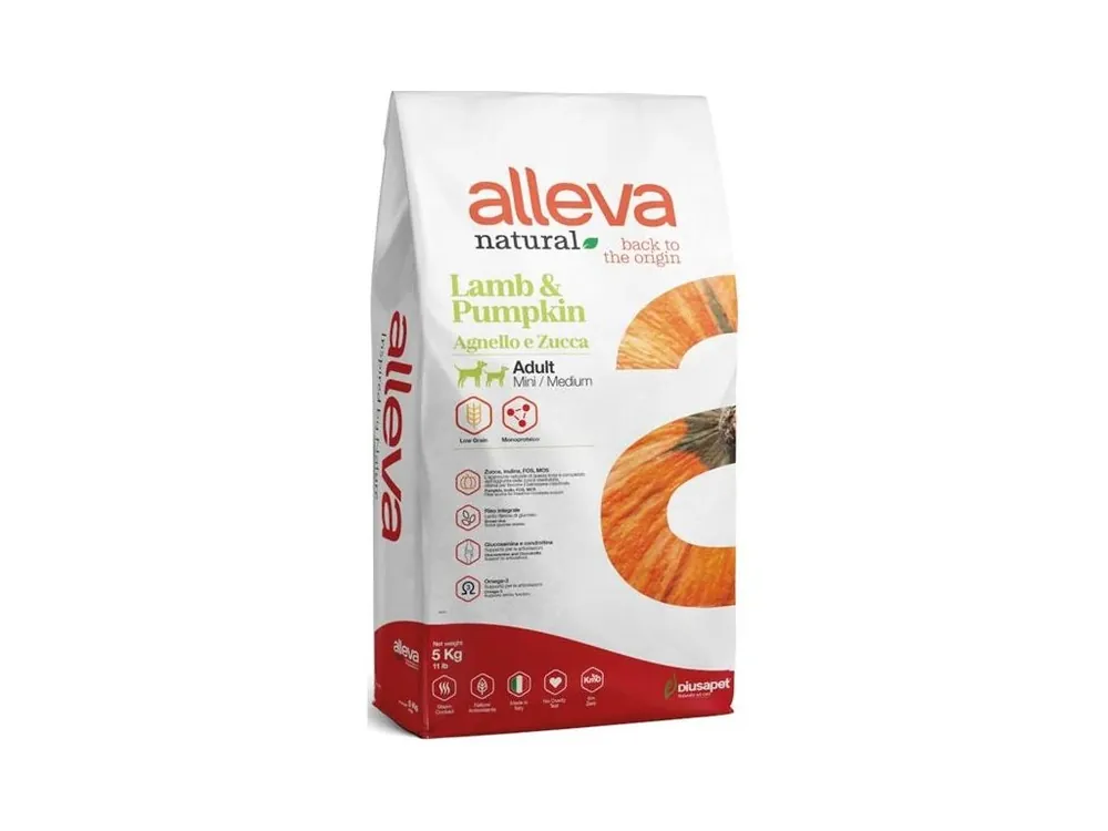 ALLEVA NATURAL Dog Dry Adult Lamb & Pumpkin Mini/Medium 5 kg Super Cena