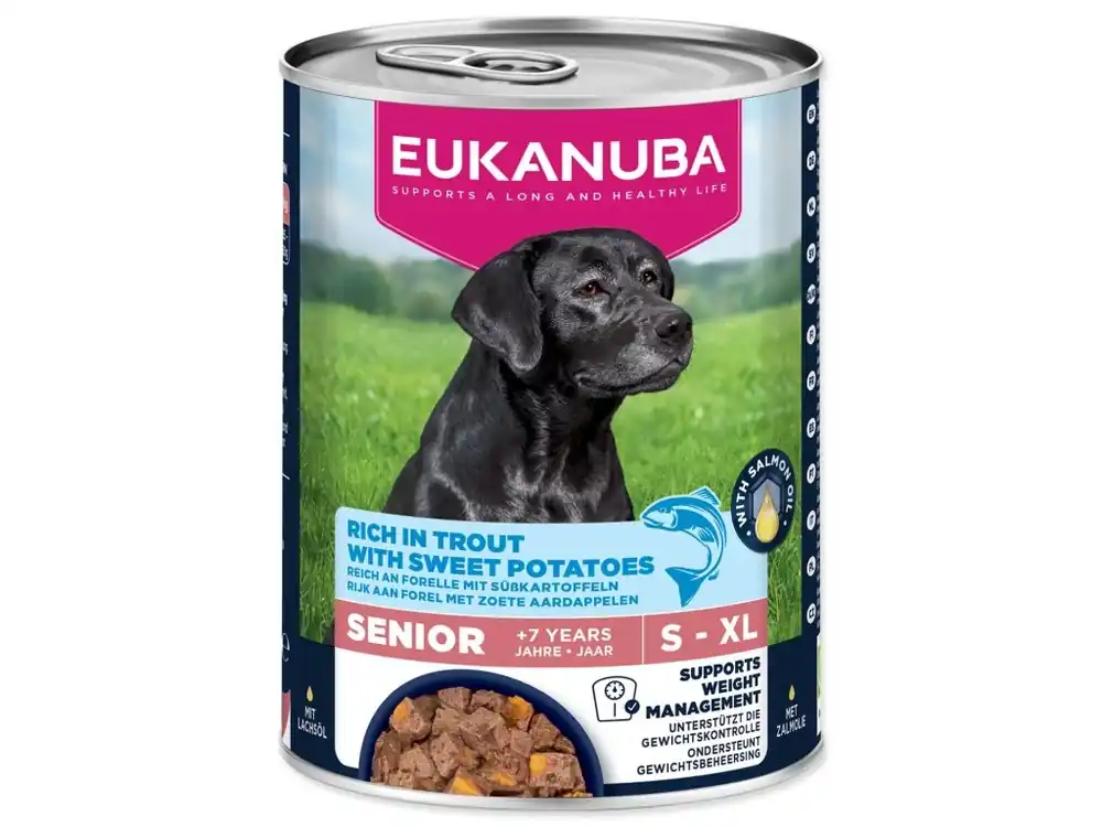Bezpečná Platba Konzerva EUKANUBA Senior bohatá na pstruha s batáty 400 g