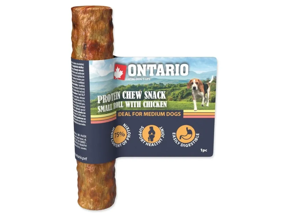 Pochoutka Ontario Protein kuře, žvýkací rolka malá 12,7 cm Speciální Cena