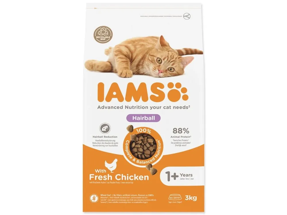 Krmivo IAMS Cat Adult Herbcontrol (Hairball) chicken 3 kg Rychlé Dodání
