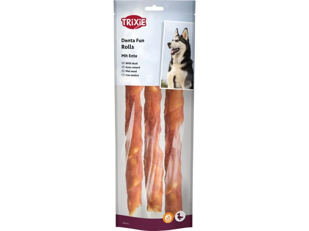 Nejprodávanější DENTAfun-tyčinka svázaná kachním masem 3ks, 28cm (250 g)
